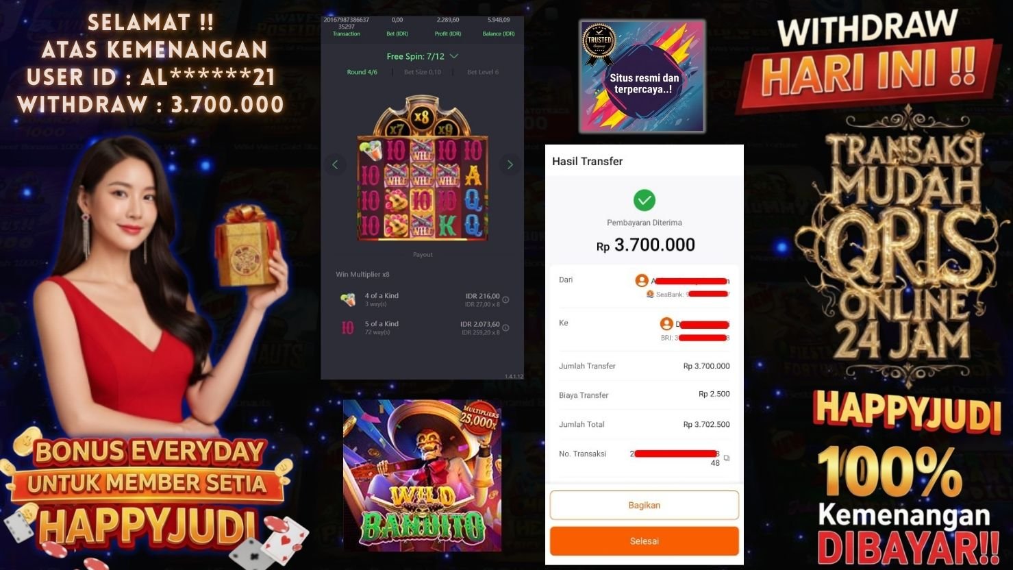 HAPPYJUDI JACKPOT SLOT WILD BANDITO